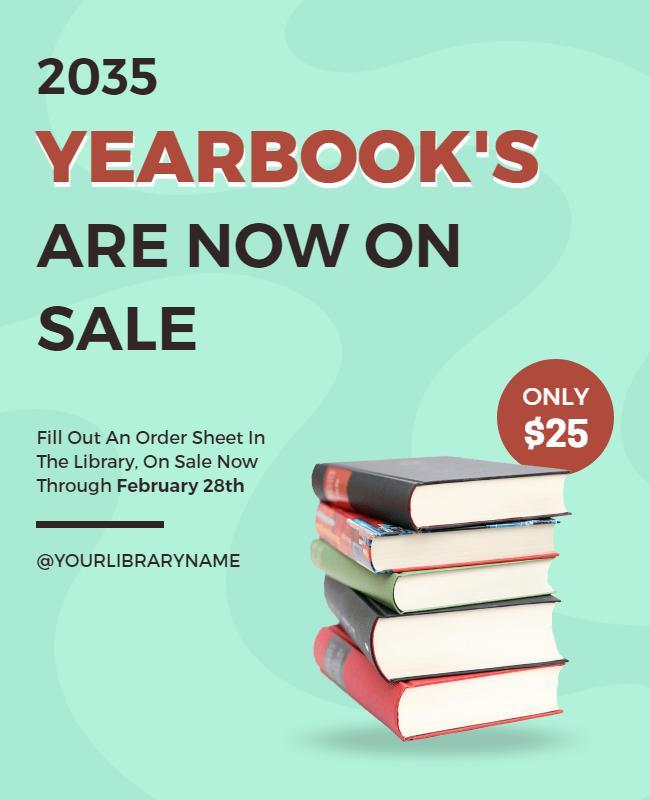 Library Yearbook Sale Promotion Flyer Template