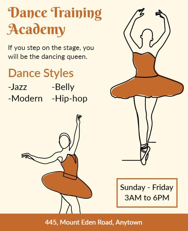 Line Art Dance Training Academy Poster Template