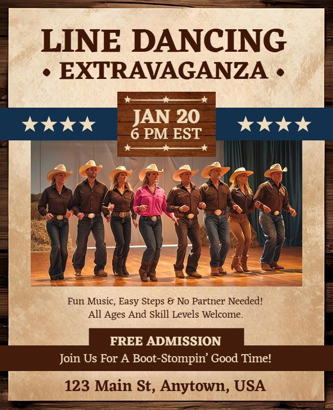 Line Dancing Extravaganza Event Flyer Template