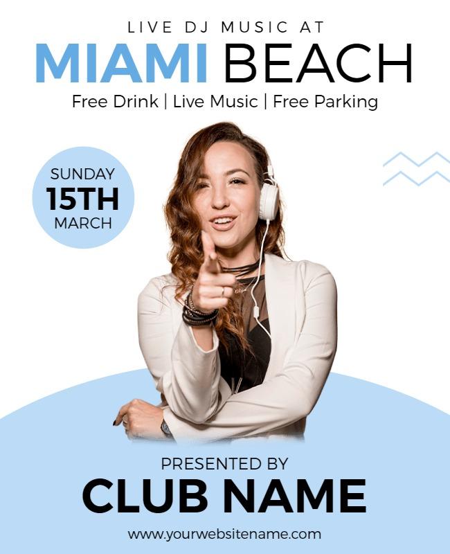 Live Dj Music Event at Miami Beach Flyer Template