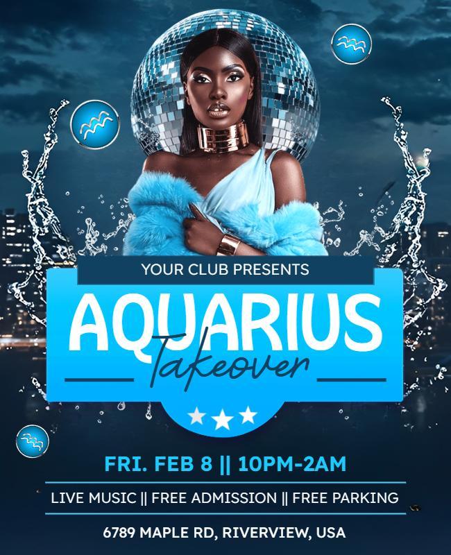 Live Music Aquarius Takeover Party Flyer Template