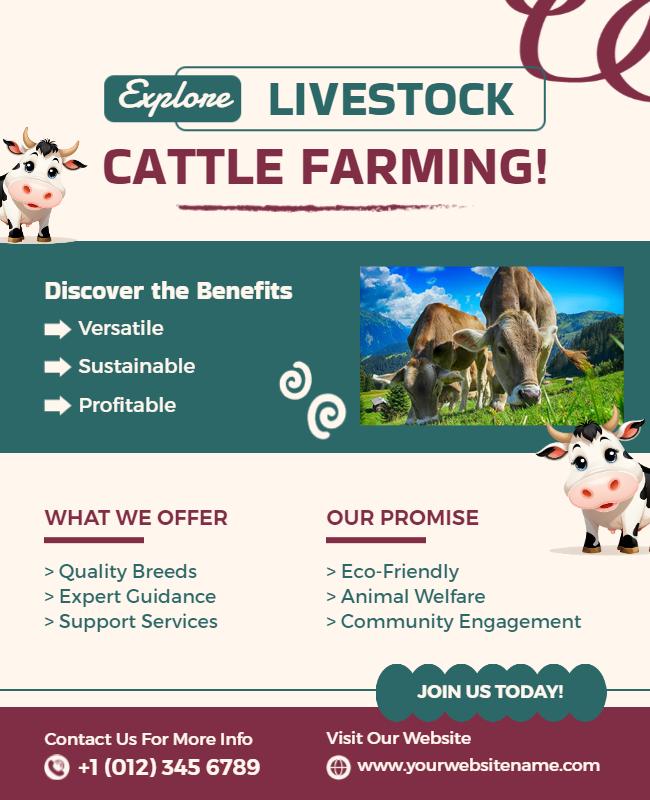 Livestock Cattle Farming Promotional Flyer Template