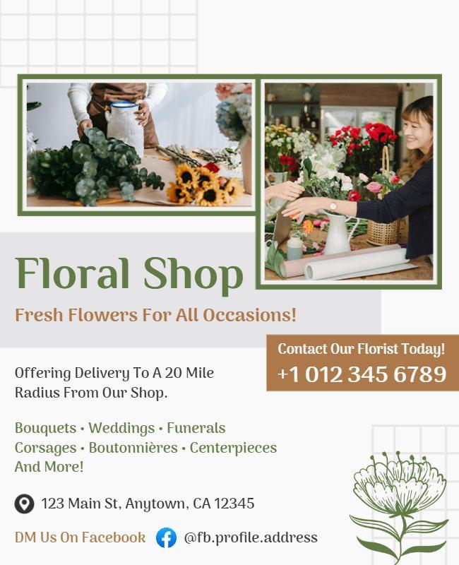 Local Floral Shop Delivery Service Flyer Template