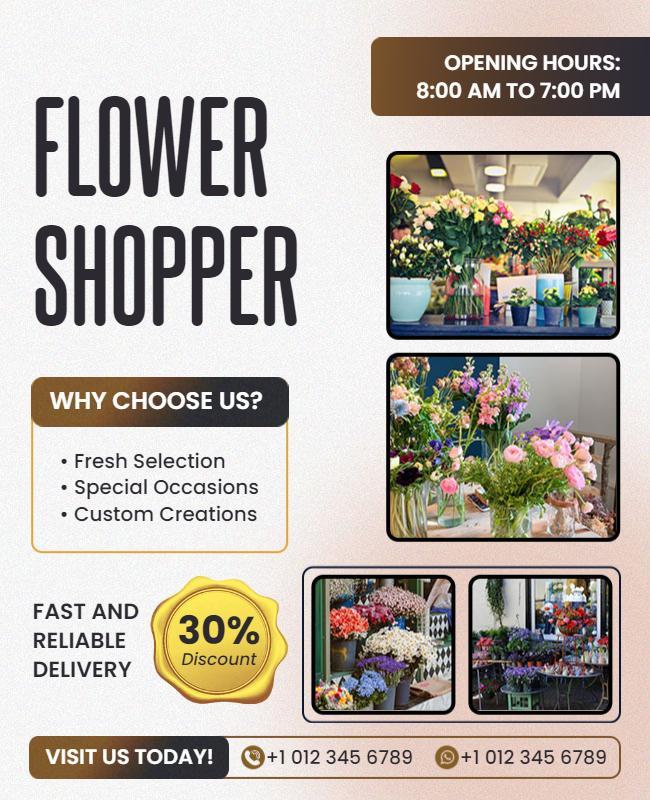 Local Flower Shop Promotion Flyer Template