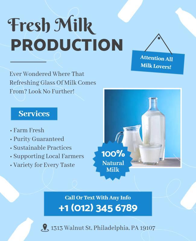 Local Fresh Milk Production Information Flyer Template