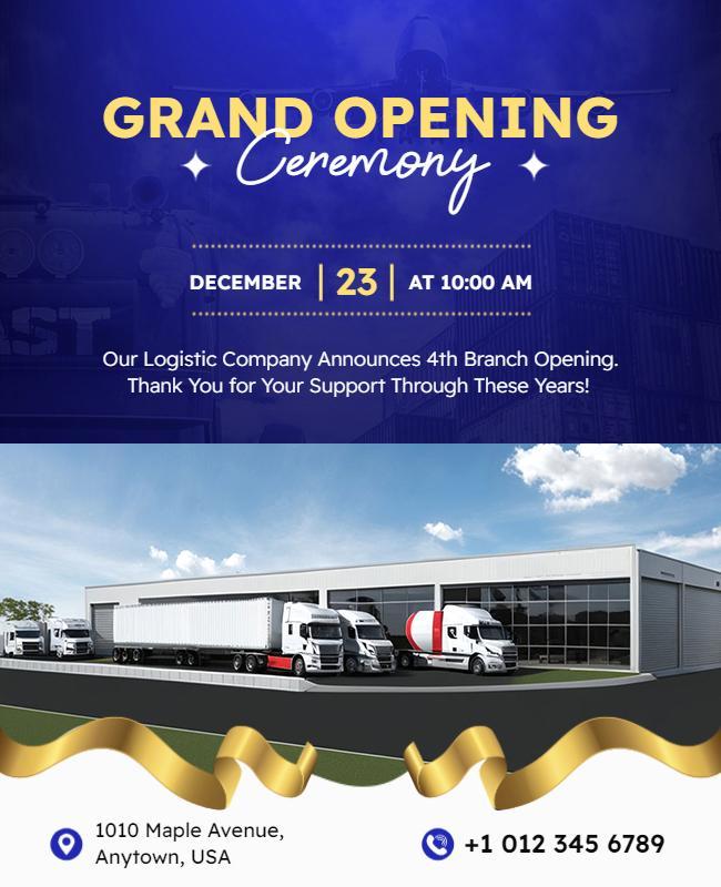 Logistics Company Grand Opening Ceremony Flyer Template