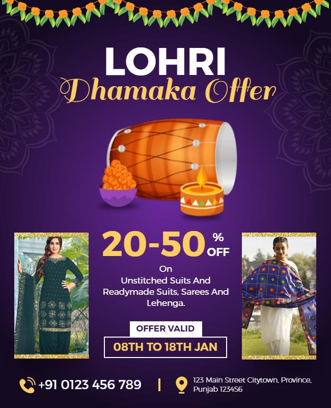 Lohri Festival Clothing Sale Flyer Template