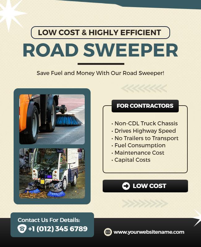 Low Cost Road Sweeper Promotional Flyer Template