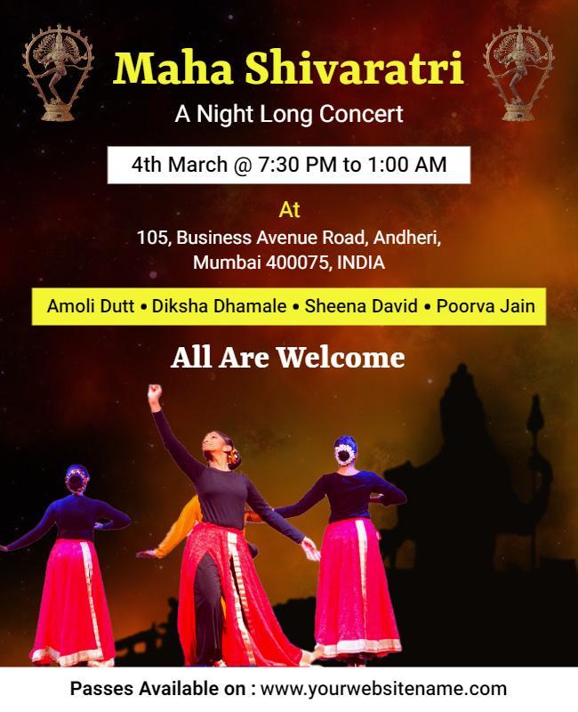 Maha Shivaratri Night Long Concert Flyer Template