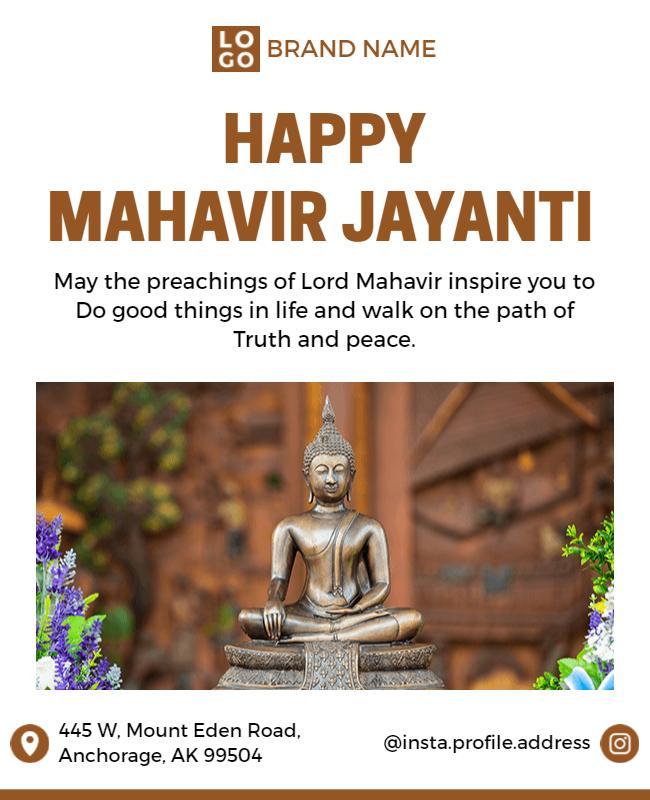 Mahavir Jayanti Celebration Invitation Flyer Template