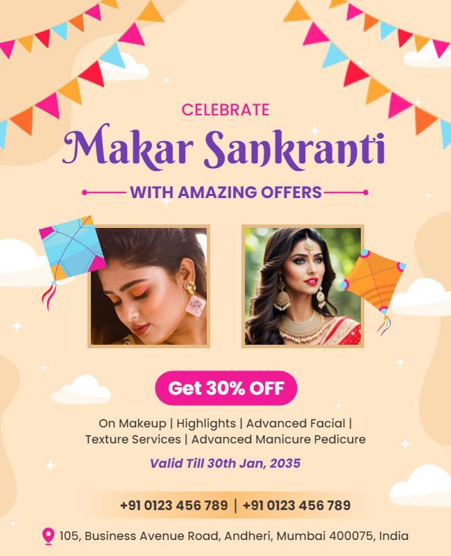 Makar Sankranti Beauty Offer Flyer Template