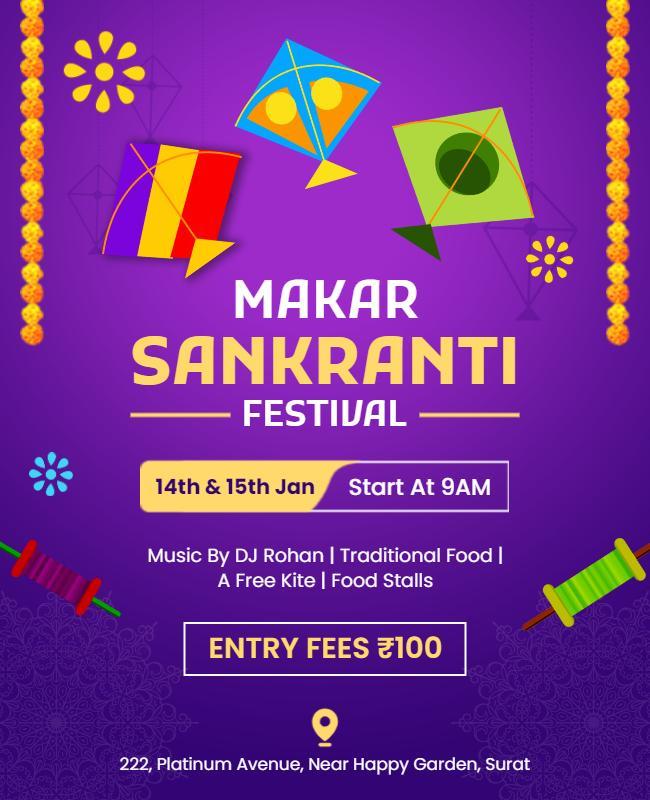 Makar Sankranti Festival Celebration Flyer Template