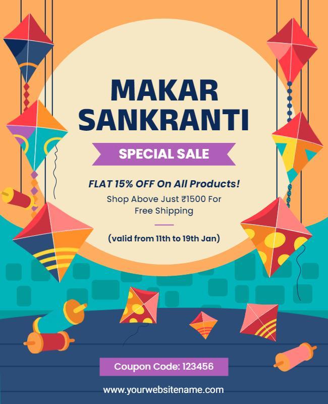 Makar Sankranti Kite Festival Sale Flyer Template