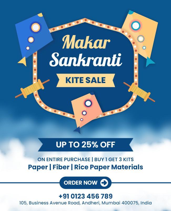 Makar Sankranti Kite Sale Promotion Flyer Template