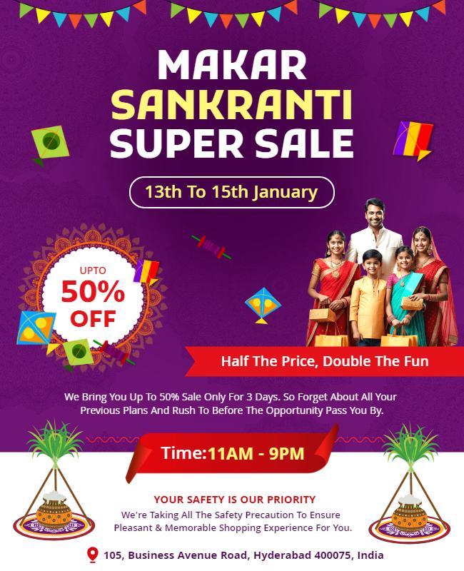 Makar Sankranti Super Sale Event Flyer Template