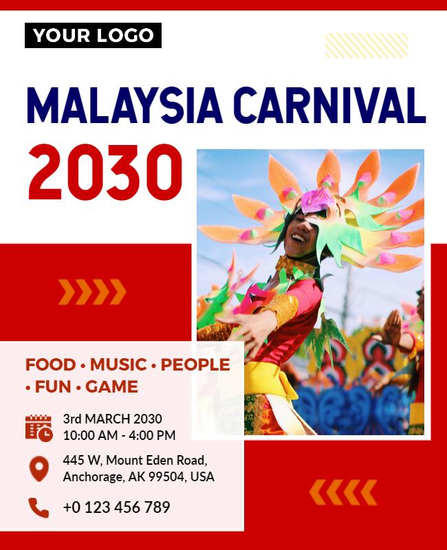 Malaysia Cultural Carnival Celebration Flyer Template