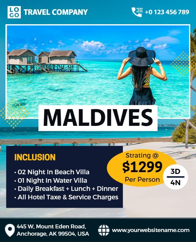 Maldives Tropical Getaway Travel Flyer Template