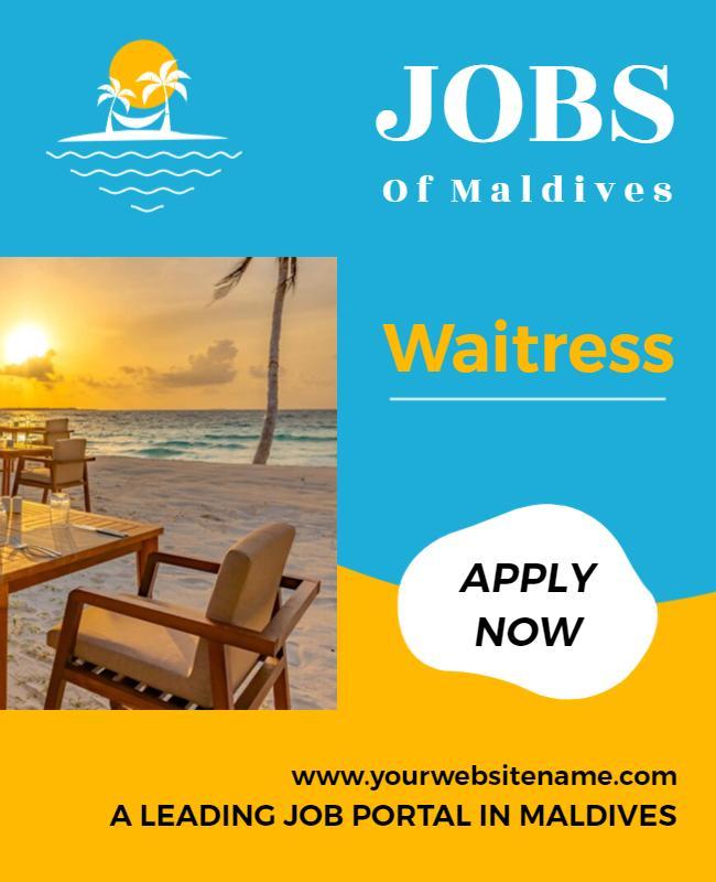 Maldives Waitress Job Opportunity Flyer Template