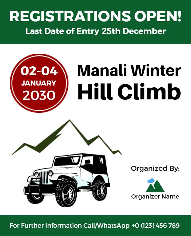 Manali Driving Challenge Registration Flyer Template