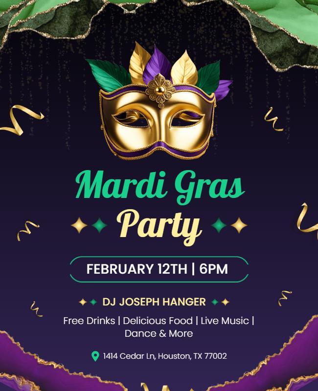 Mardi Gras Celebration Event Flyer Template