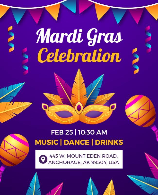 Mardi Gras Celebration Event Flyer Template