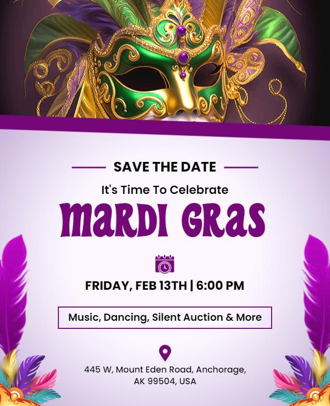 Mardi Gras Celebration Event Flyer Template