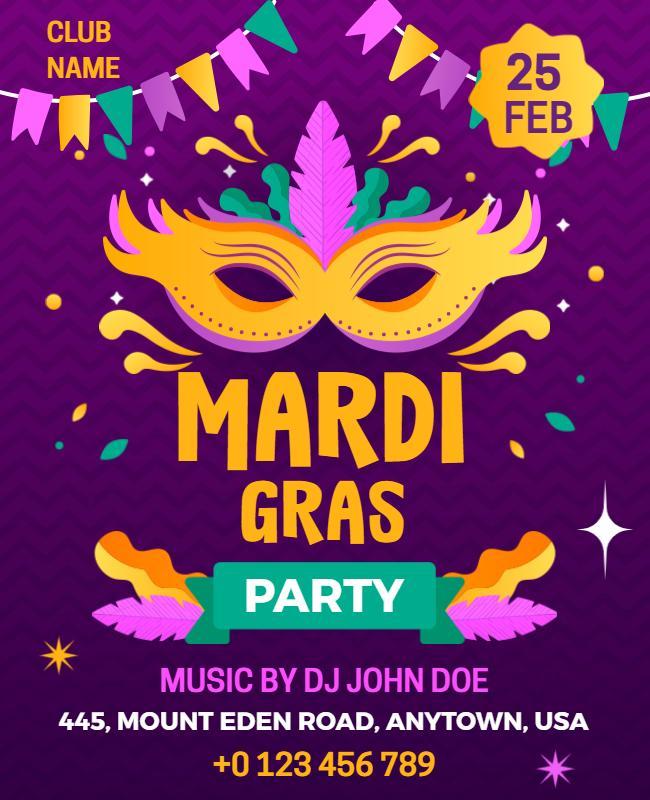 Mardi Gras Celebration Event Flyer Template