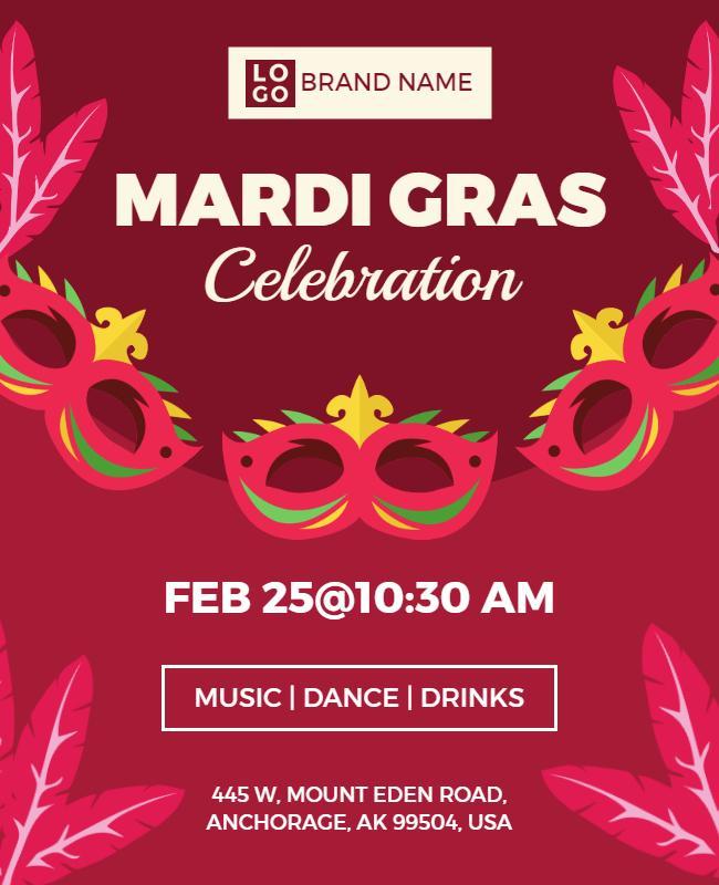 Mardi Gras Celebration Event Flyer Template