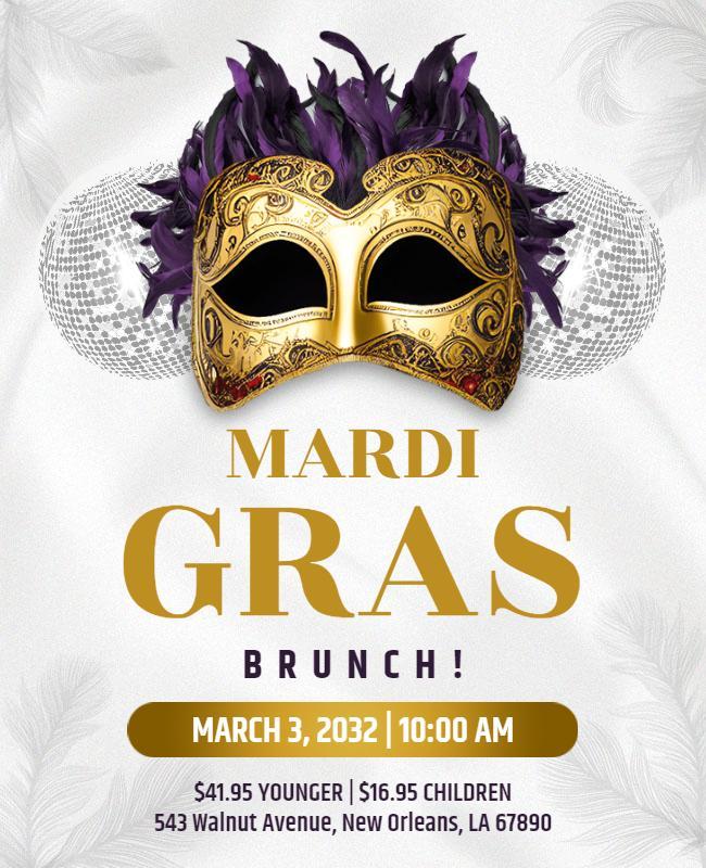 Mardi Gras Themed Brunch Event Flyer Template