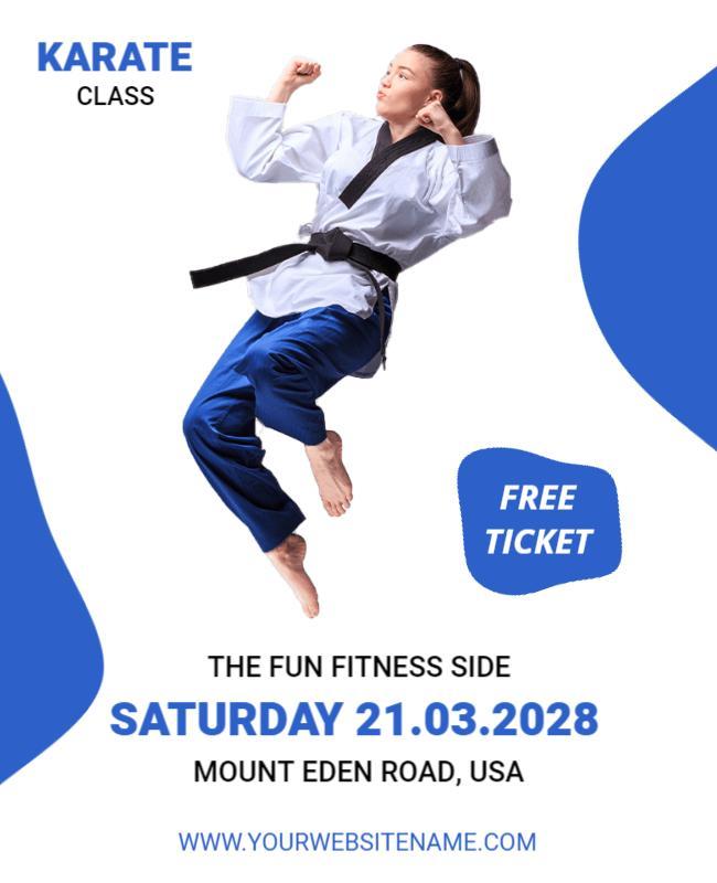 Mariner and White Karate Class Sports Flyer Template