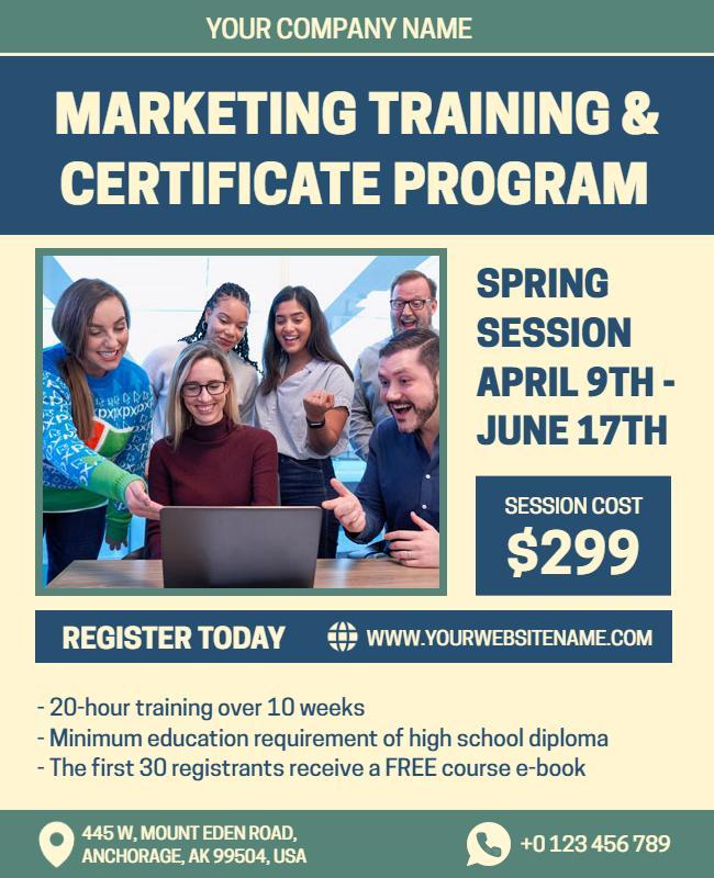 Marketing Certificate Program Announcement Flyer Template