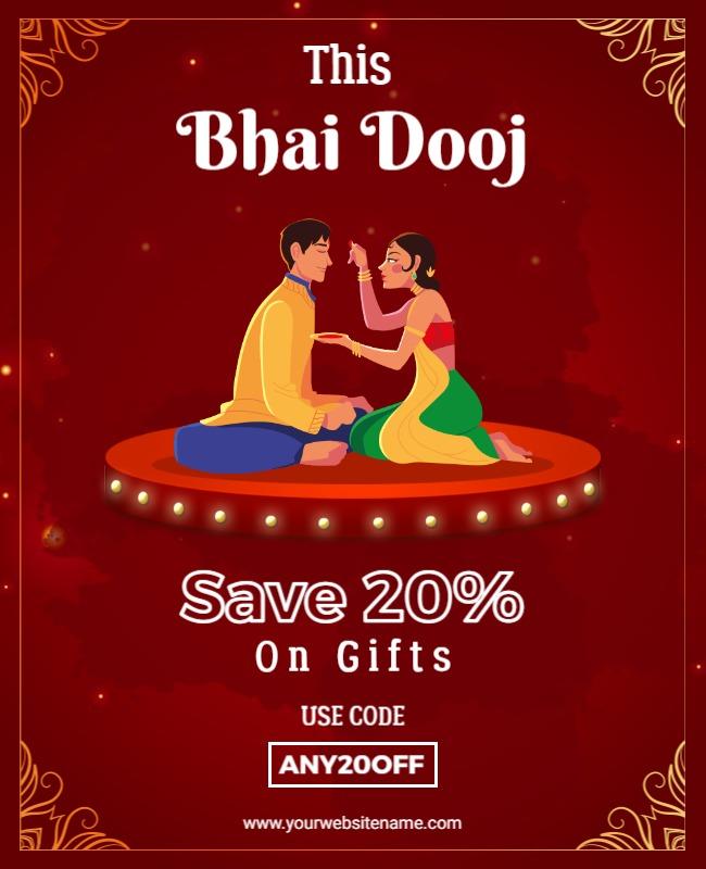 Maroon and Rosewood Bhai Dooj Poster Template