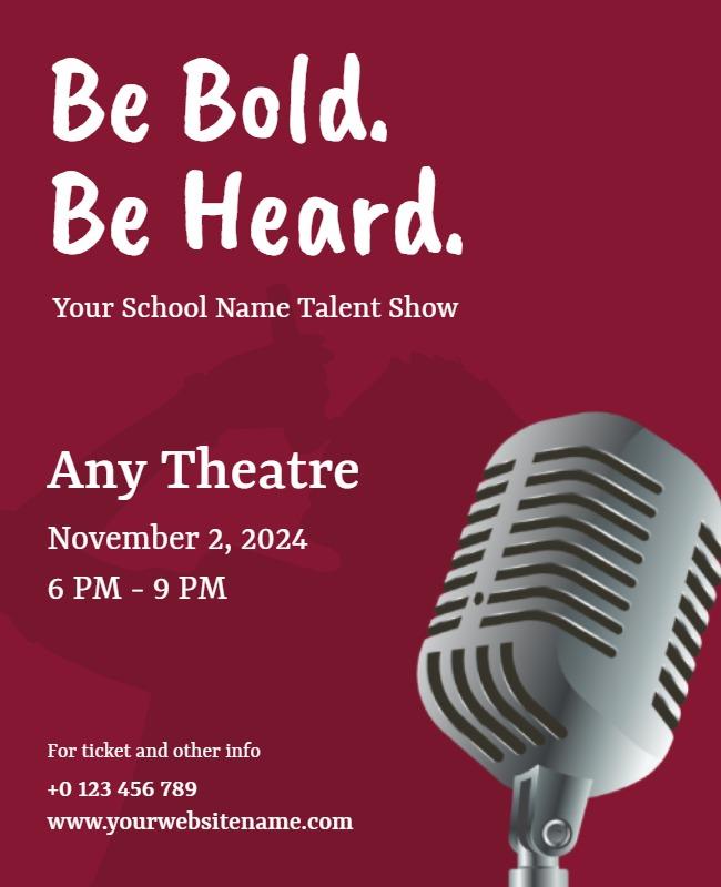 Maroon and White Talent Show Poster Template