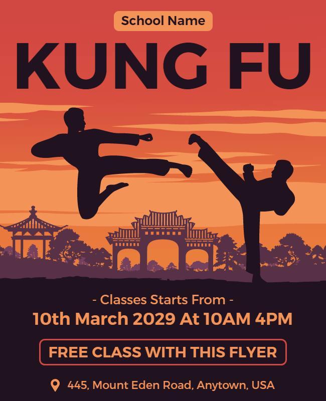 Martial Arts Kung Fu Class Promotion Flyer Template