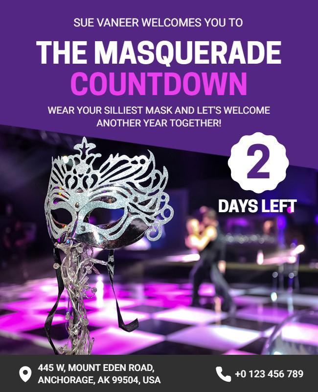 Masquerade Countdown Celebration Flyer Template