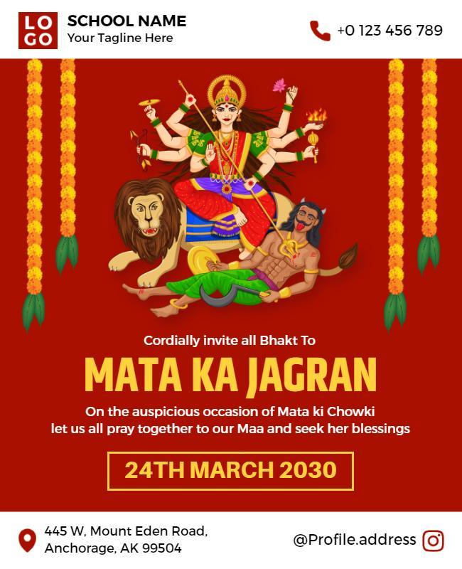 Mata Ka Jagran Religious Event Flyer Template