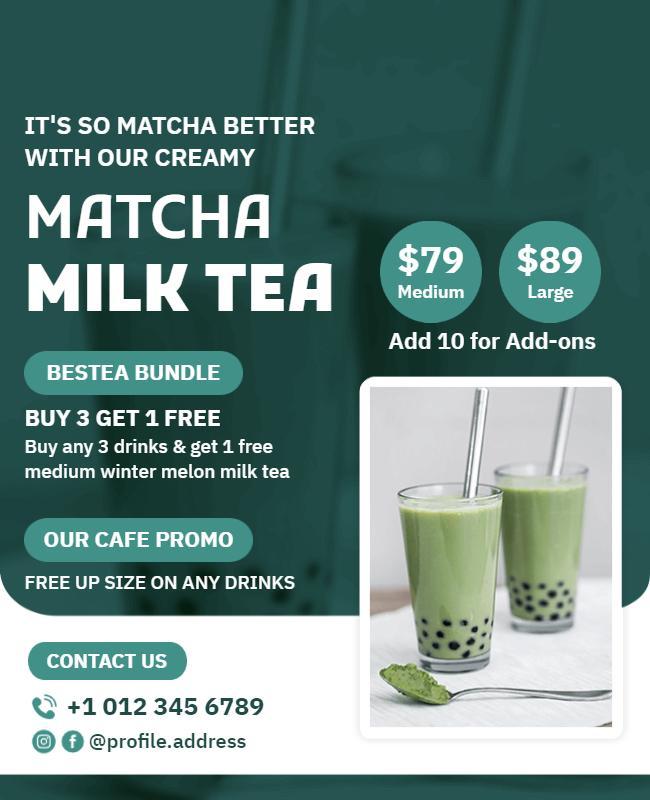 Matcha Milk Tea Promotion Flyer Template