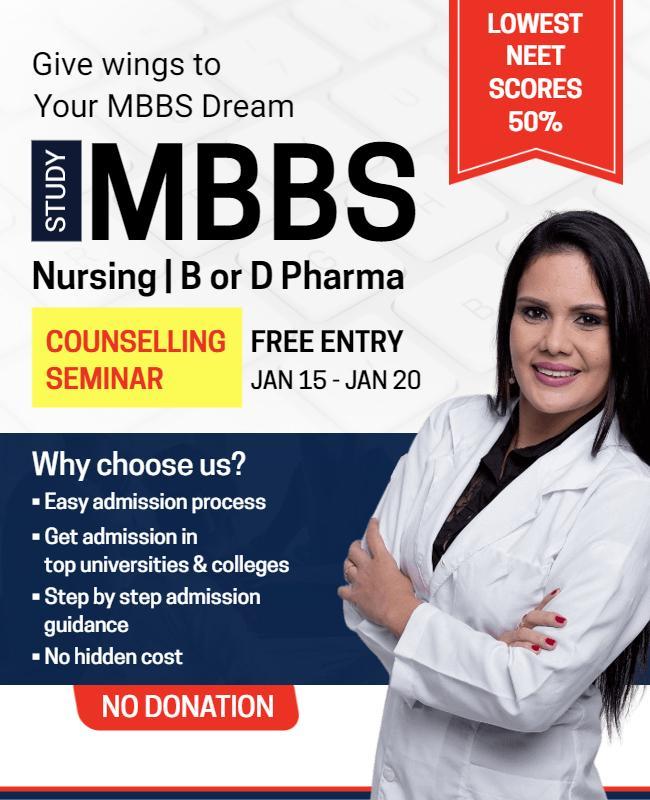 Mbbs Admission Counselling Seminar Flyer Template