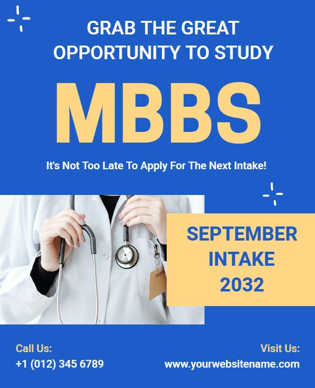 Mbbs Study Opportunity September Intake Flyer Template