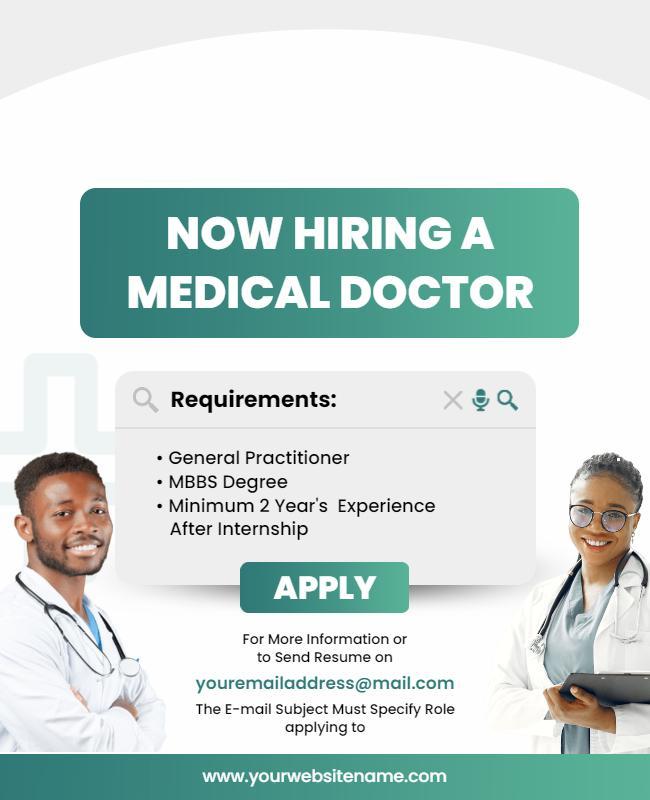 Medical Doctor Job Hiring Flyer Template