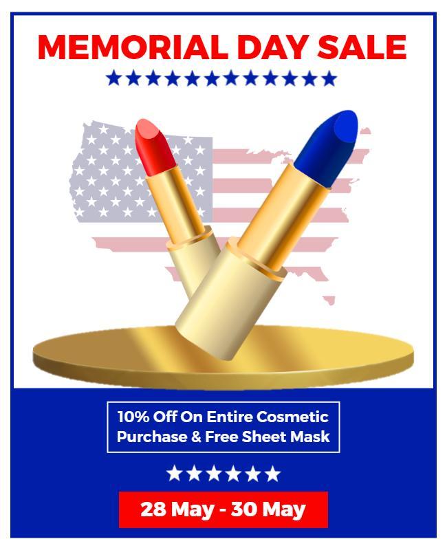 Memorial Day Cosmetic Sale Flyer Template