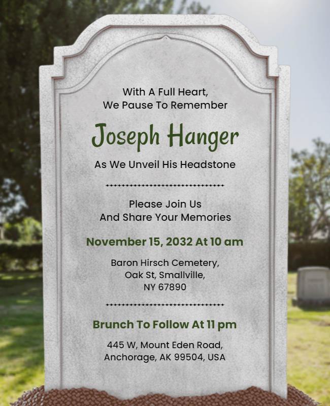 Memorial Headstone Unveiling Ceremony Flyer Template