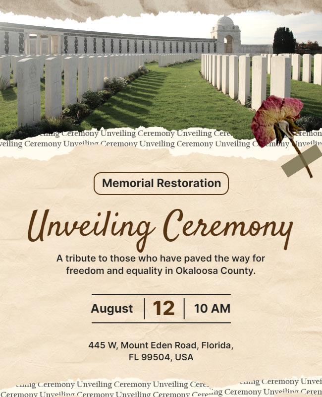 Memorial Restoration Unveiling Ceremony Flyer Template