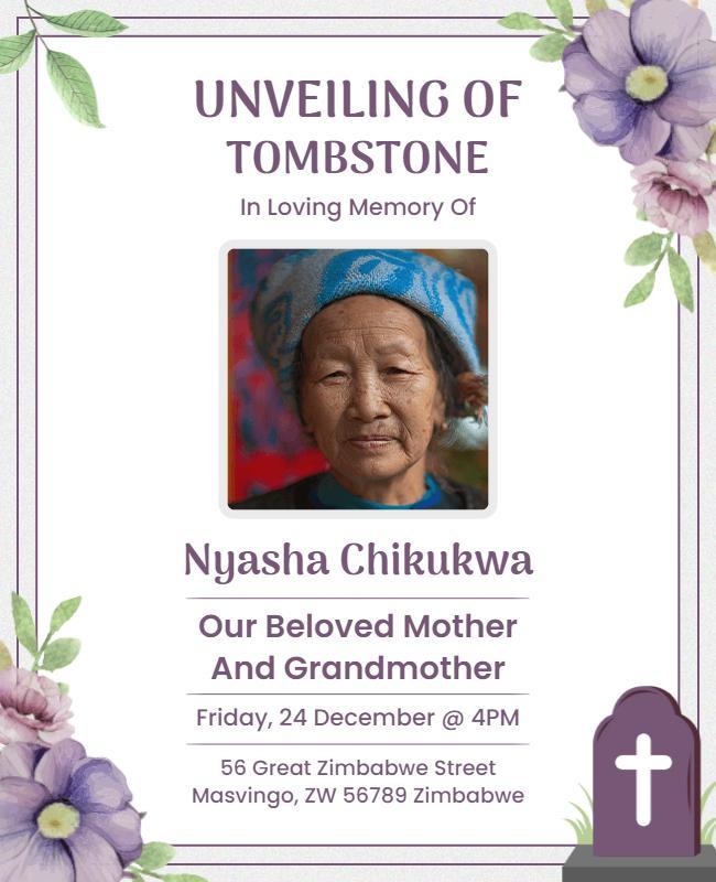 Memorial Tombstone Unveiling Ceremony Flyer Template