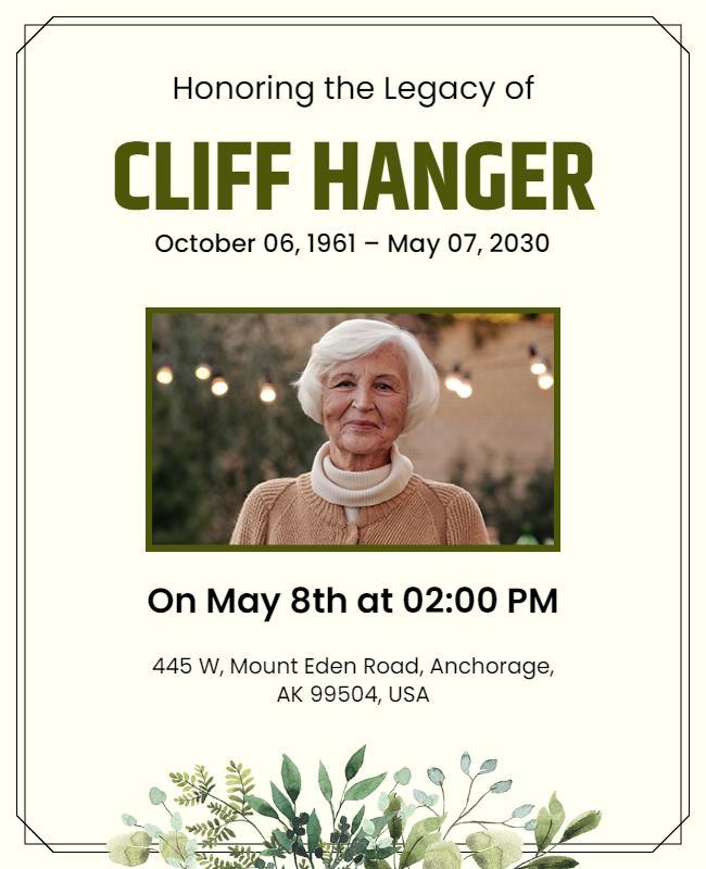 Memorial Tribute Celebration Event Flyer Template