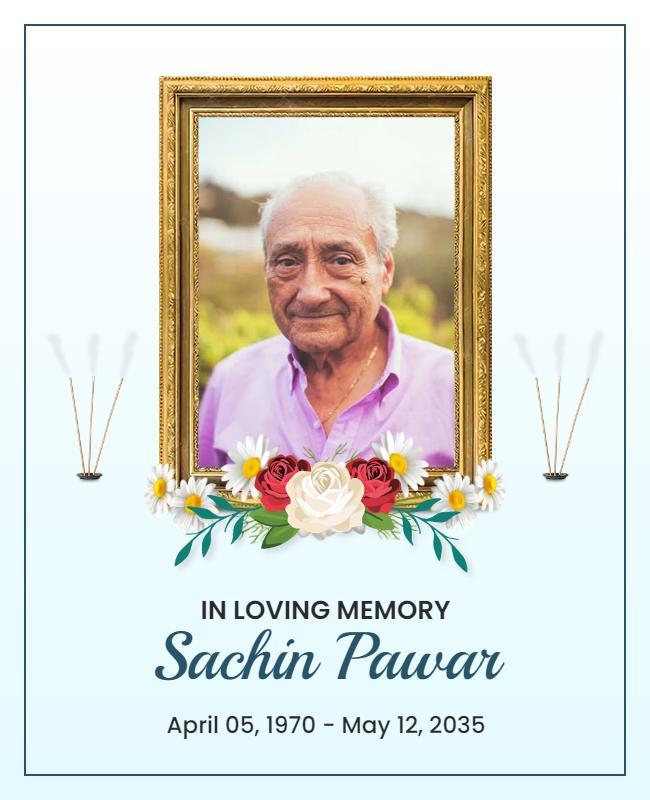 Memorial Tribute with Floral Frame Flyer Template