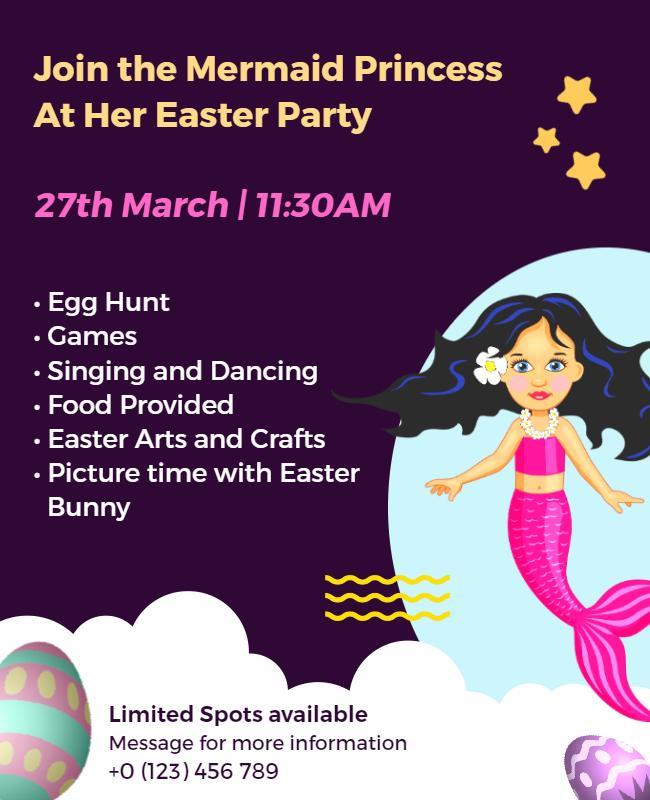 Mermaid Princess Easter Party Event Flyer Template