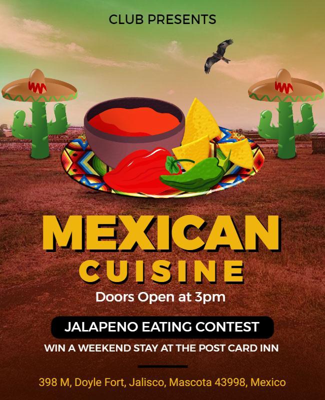 Mexican Cuisine Jalapeno Eating Contest Flyer Template