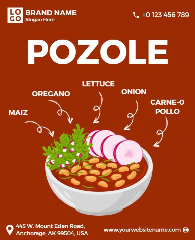 Mexican Pozole Recipe Illustration Flyer Template