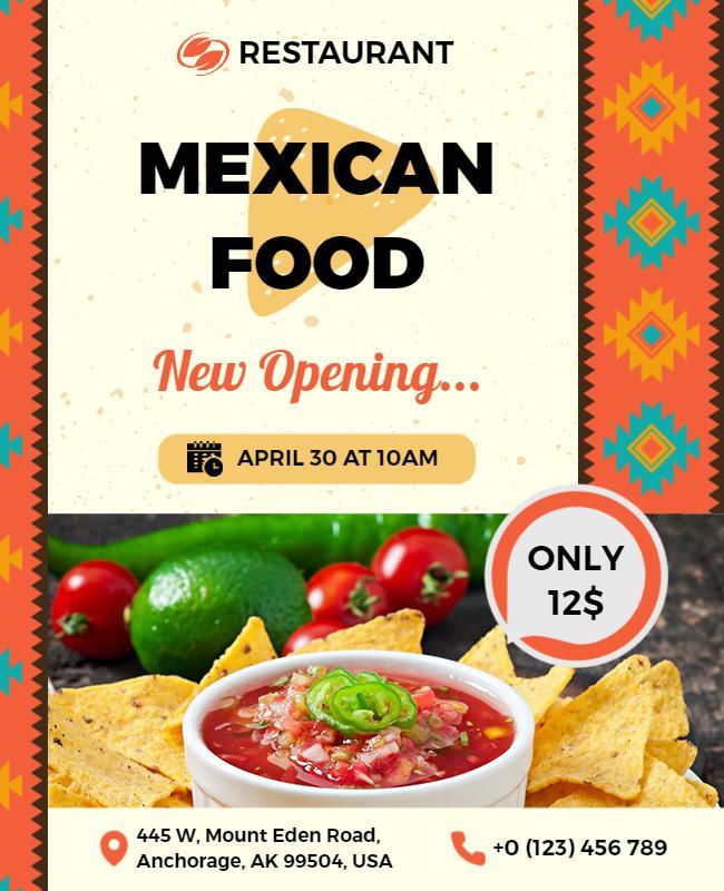 Mexican Restaurant Grand Opening Flyer Template